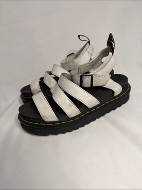 Dr. Martens White Multi-Strap Platform Sandals with Black Sole